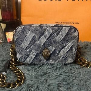 Kurt Geiger Denim Crossbody Bag with Gold Chain